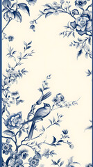 Digital vintage watercolor chinoiserie pattern abstract graphic poster background