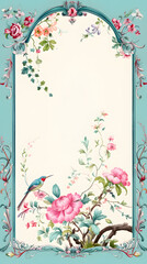 Digital vintage watercolor chinoiserie pattern abstract graphic poster background