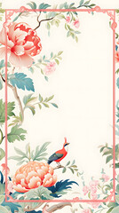 Digital vintage watercolor chinoiserie pattern abstract graphic poster background