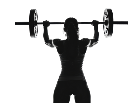 Isolated Silhouette of Woman Lifting Barbell, Weight Training - Powered by Adobe