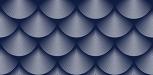 Dragon skin seamless pattern, vector abstract background of reptile or fish scales, also look like roof tiling or architecture element. © Sylverarts