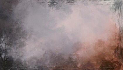 Elegant painted background with distressed border and grunge texture in neutral brown and gray colors