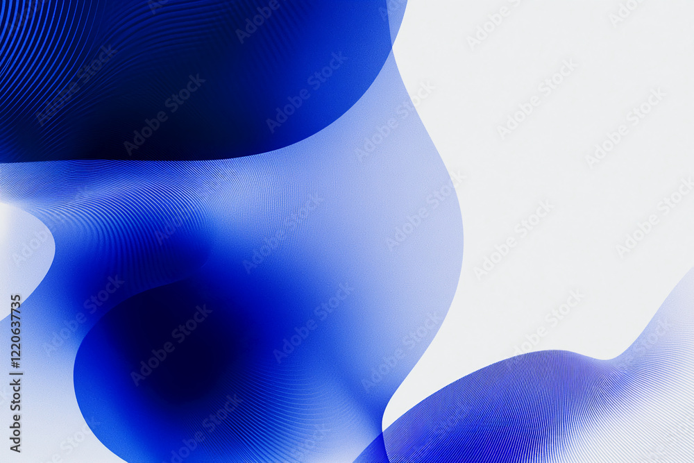 Aufkleber Abstract blue gradient with smooth curves and wavy textures in a minimalistic composition