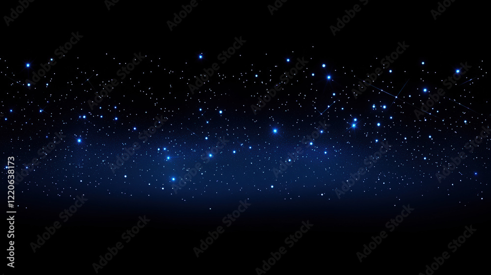 Sticker dark blue background with glowing dots and connecting lines forming an abstract night sky pattern, c