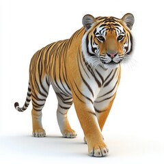 Obraz premium 3D Tiger Isolated and White Background