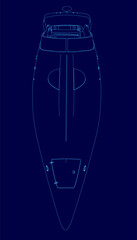 Blue image of a ship with a blue background. The ship is shown in a stylized way, with a blue color scheme. The image has a futuristic and artistic feel to it