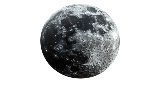 moon in space isolated on a white background