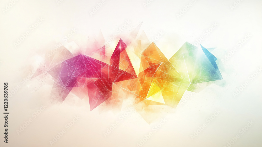Fototapete abstract geometric shapes in vibrant colors with a soft gradient background