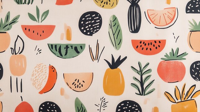 Playful Organic Motifs on Soft Background Postcard Design