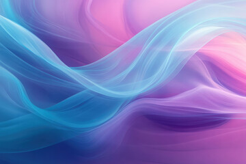 Fototapeta premium Abstract art depicting flowing, translucent waves in shades of blue, purple, and pink.