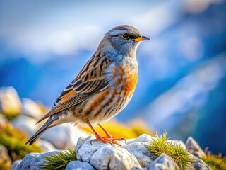 Fototapeta premium Stunning Alpine Accentor captures: high-altitude wildlife photography, showcasing Prunella Collaris in documentary style.