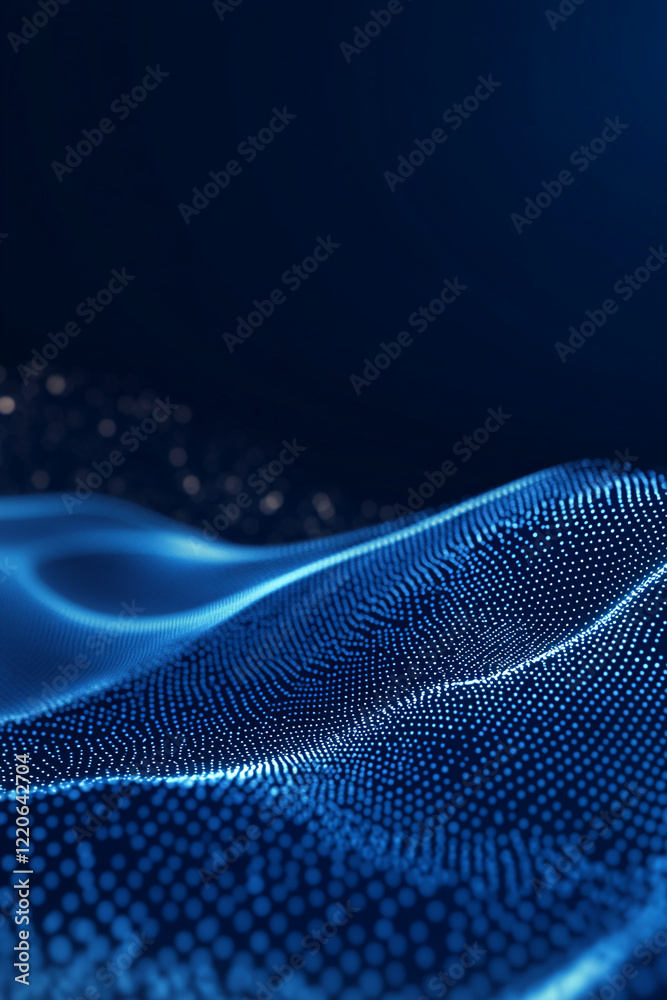 Poster futuristic glowing blue digital wave surface with a modern abstract pattern. business background