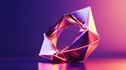 A futuristic abstract design combining glowing rings, sharp polygons, and gradient backgrounds.