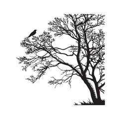 silhouette of a tree with leaves