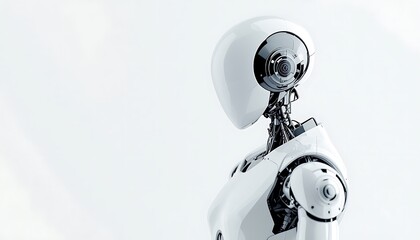 White Robot Female Design Chrome Details Futuristic Style