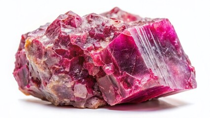 Obraz premium Cobaltite Mineral Specimen: Vibrant Pink-Gray Crystal Isolated on White Background