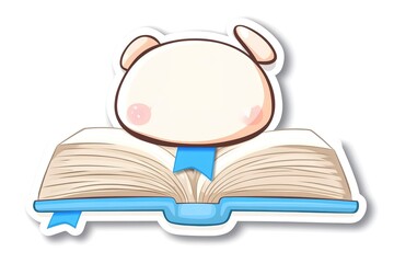 Cute Cartoon Animal Reading a Book