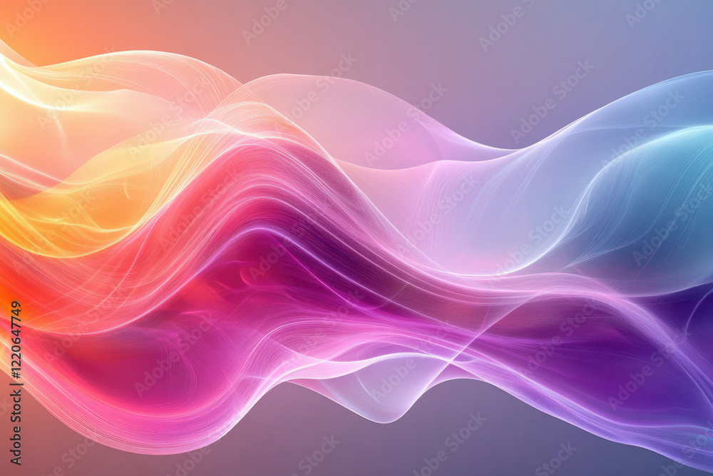 Poster abstract image featuring vibrant, flowing waves of pastel colors creating a dreamy, ethereal effect.