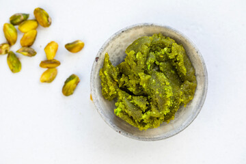 Home made green pistachio paste