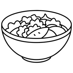 Elegant Salad Bowl Outline Illustration
