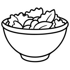 Elegant Salad Bowl Outline Illustration