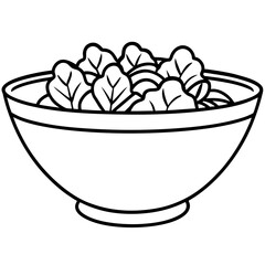 Elegant Salad Bowl Outline Illustration