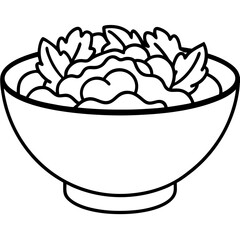 Elegant Salad Bowl Outline Illustration