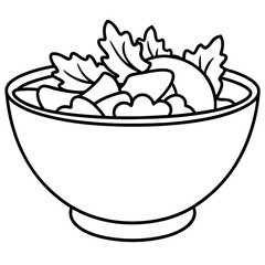 Elegant Salad Bowl Outline Illustration