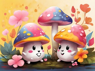 mushrooms in digital art