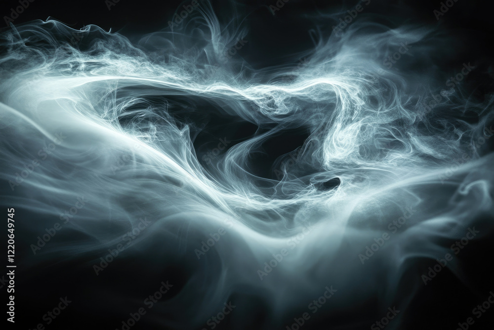 Poster Abstract ethereal smoke swirls in a dark background creating a mysterious and captivating image.