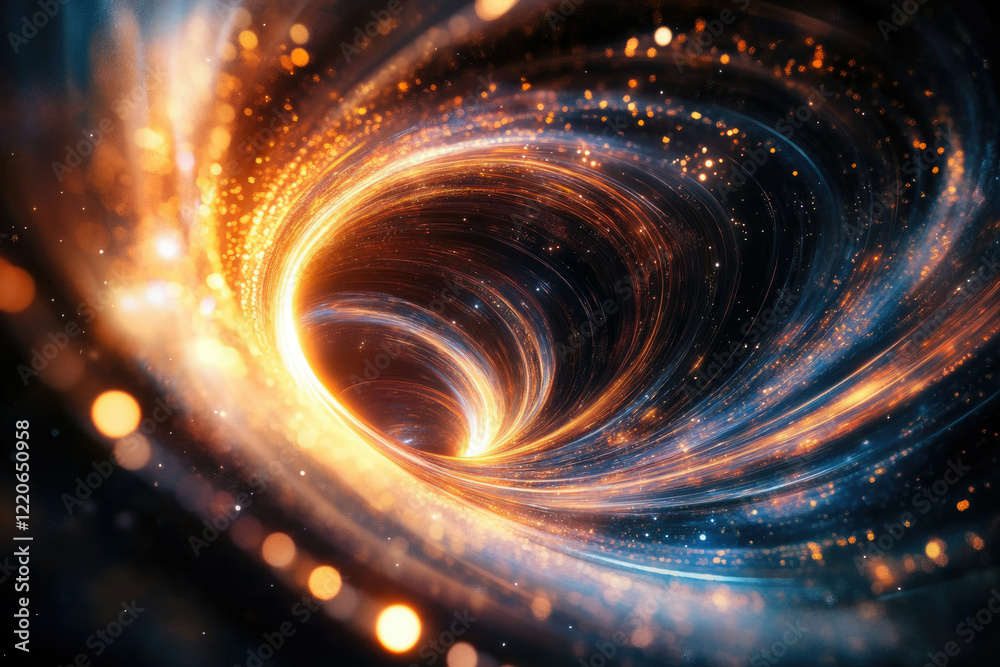 Poster a mesmerizing cosmic swirl, a vibrant vortex of energy and light, swirling in a dazzling display of 