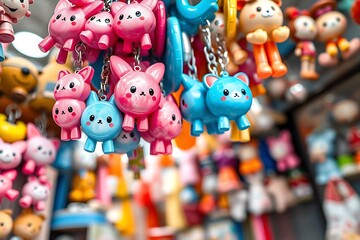 Obraz premium Key chain toys in various colors are very popular with young children.