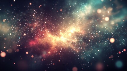 Obraz premium Abstract cosmic nebula with swirling colors and sparkling dust.
