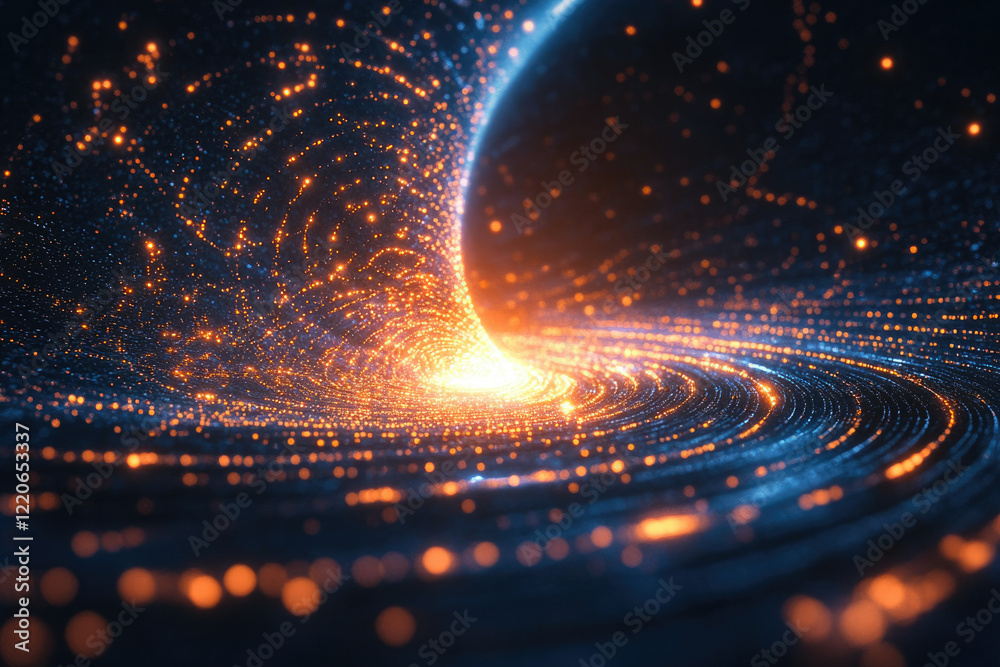 Poster a mesmerizing swirl of luminous particles creates a cosmic vortex, evoking feelings of wonder and th