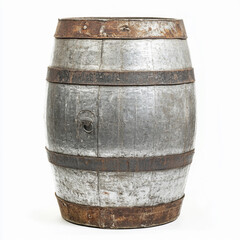 Obraz premium Metal barrel standing on a white background