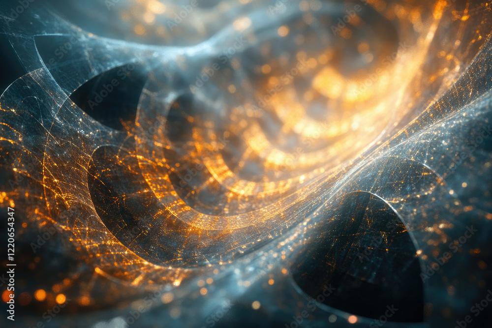 Aufkleber abstract digital art depicting a glowing, ethereal network of interconnected lines and nodes in shad