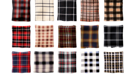 Set of checkered plaids, isolated on a white background