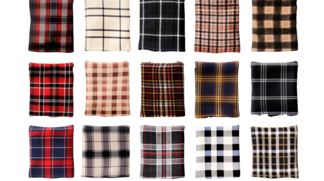 Set of checkered plaids, isolated on a white background