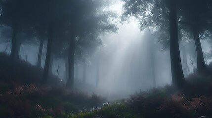 misty morning in the forest