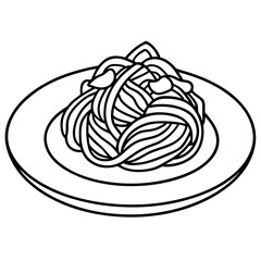 Elegant Spaghetti Plate Outline Illustration