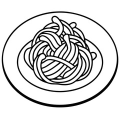 Elegant Spaghetti Plate Outline Illustration