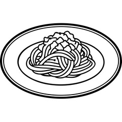 Elegant Spaghetti Plate Outline Illustration