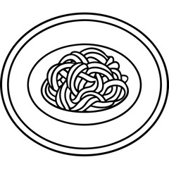 Elegant Spaghetti Plate Outline Illustration