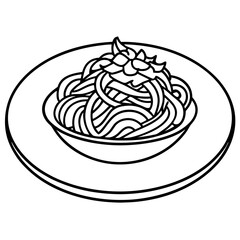 Elegant Spaghetti Plate Outline Illustration