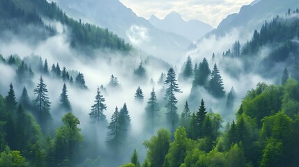 mountains in the morning