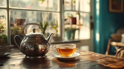 teapot and cup of tea