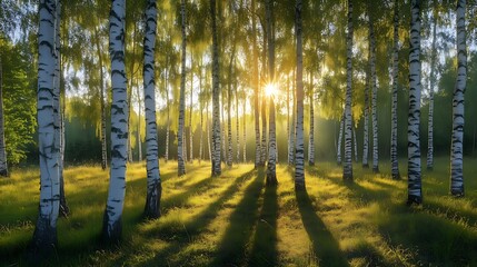 sunset in the forest