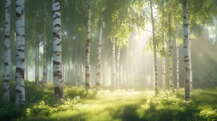 misty morning in the forest