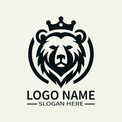 Iconic Bear Head Logo Design, Majestic Bear Logo, Powerful Bear Mascot, Wildlife Logo with Bear Head, Forest King Logo