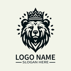 Iconic Bear Head Logo Design, Majestic Bear Logo, Powerful Bear Mascot, Wildlife Logo with Bear Head, Forest King Logo